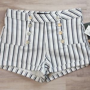 NWT Almost Famous High Waist White/Navy Shorts